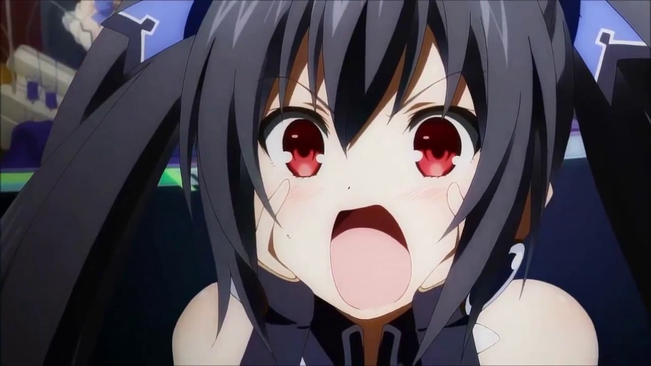Noire from the anime, screaming.